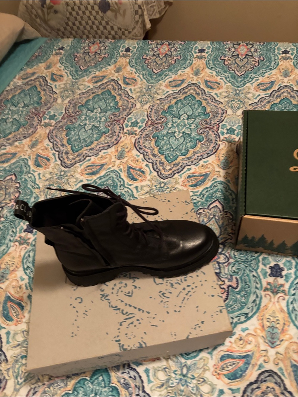 Musse & Cloud Black Lace-Up Combat Boot